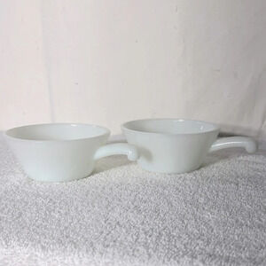 Vintage Anchor Hocking Milk Glass Small  Bowls With Handles x2